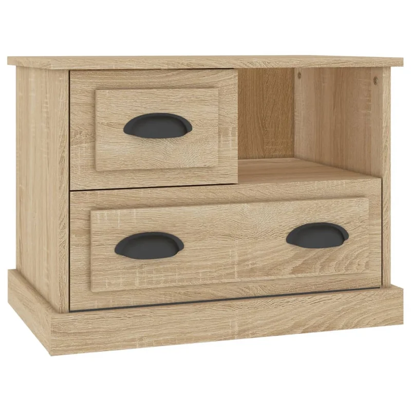 Table de chevet avec compartiment et 2 tiroirs 60 x 39 x 45 cm bois d'ingénierie couleur chêne DEC033896