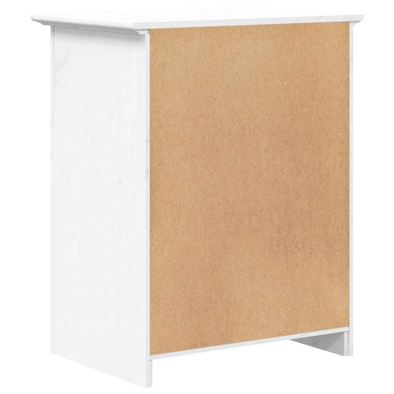 Table de chevet 1 tiroir et 2 compartiments ouverts 53 x 38,5 x 67 cm bois de pin et MDF blanc DEC033527