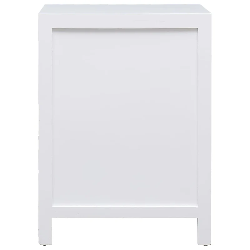 Table de chevet asiatique blanc avec 2 portes – 38 x 28 x 52 cm Meuble d’appoint style chinois – Bois Paulownia et MDF DEC033318
