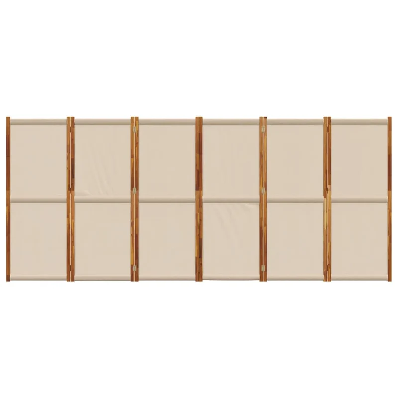 Cloison de séparation pliante 6 panneaux en bois d’acacia et textilène – Intérieur & extérieur – 420 x 180 cm – Taupe DEC031136