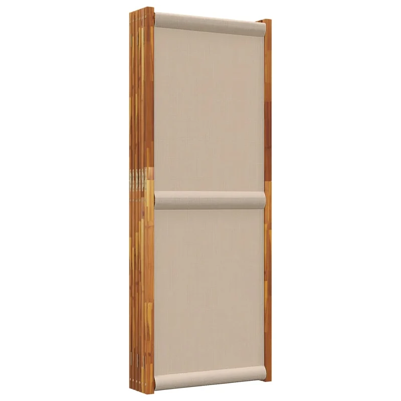 Cloison de séparation pliante 6 panneaux en bois d’acacia et textilène – Intérieur & extérieur – 420 x 180 cm – Taupe DEC031136