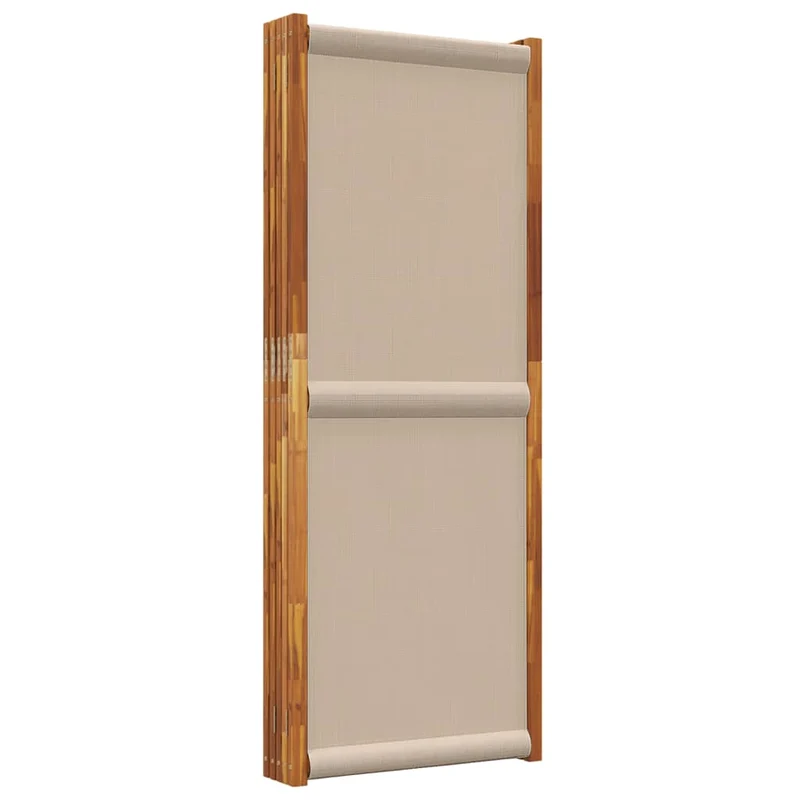 Cloison de séparation pliante 5 panneaux en bois d’acacia et textilène – Intérieur & extérieur – 350 x 180 cm – Taupe DEC031033