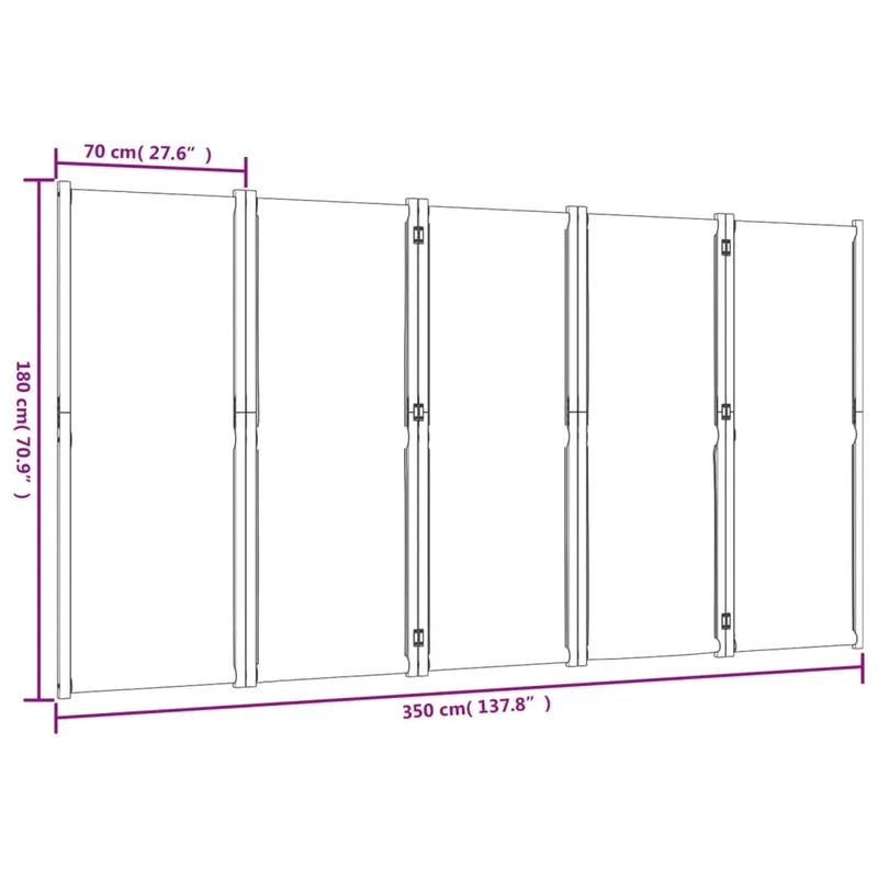 Cloison de séparation pliante 5 panneaux en bois d’acacia et textilène – Intérieur & extérieur – 350 x 180 cm – Taupe DEC031033
