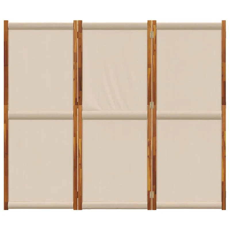 Cloison de séparation pliante en bois d’acacia massif 210 x 180 cm – Pare-vue intérieur/extérieur – 3 panneaux en textilène DEC030815