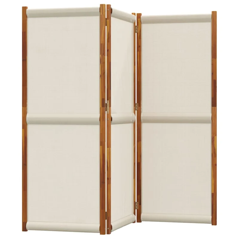 Cloison de séparation pliante 3 panneaux en bois d’acacia et textilène – Intérieur & extérieur – 210 x 180 cm – Taupe DEC030768
