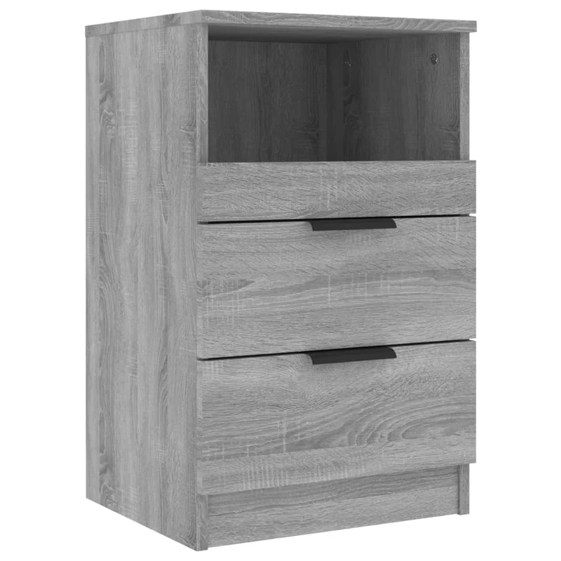 Lot de 2 tables de chevet avec deux tiroirs 40 x 36 x 65 cm en bois d'ingénierie gris DEC035752