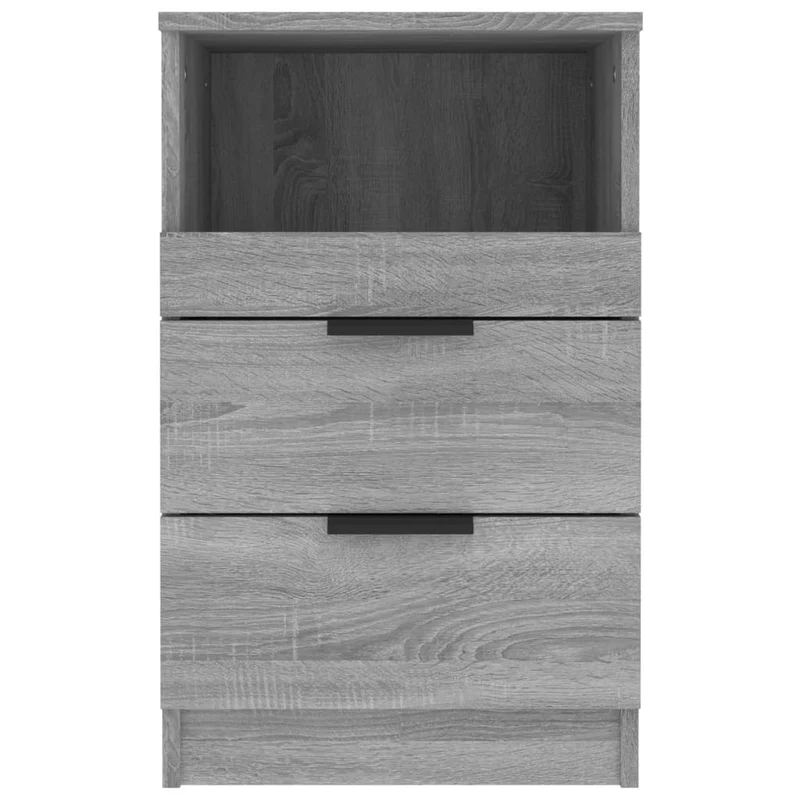 Lot de 2 tables de chevet avec deux tiroirs 40 x 36 x 65 cm en bois d'ingénierie gris DEC035752