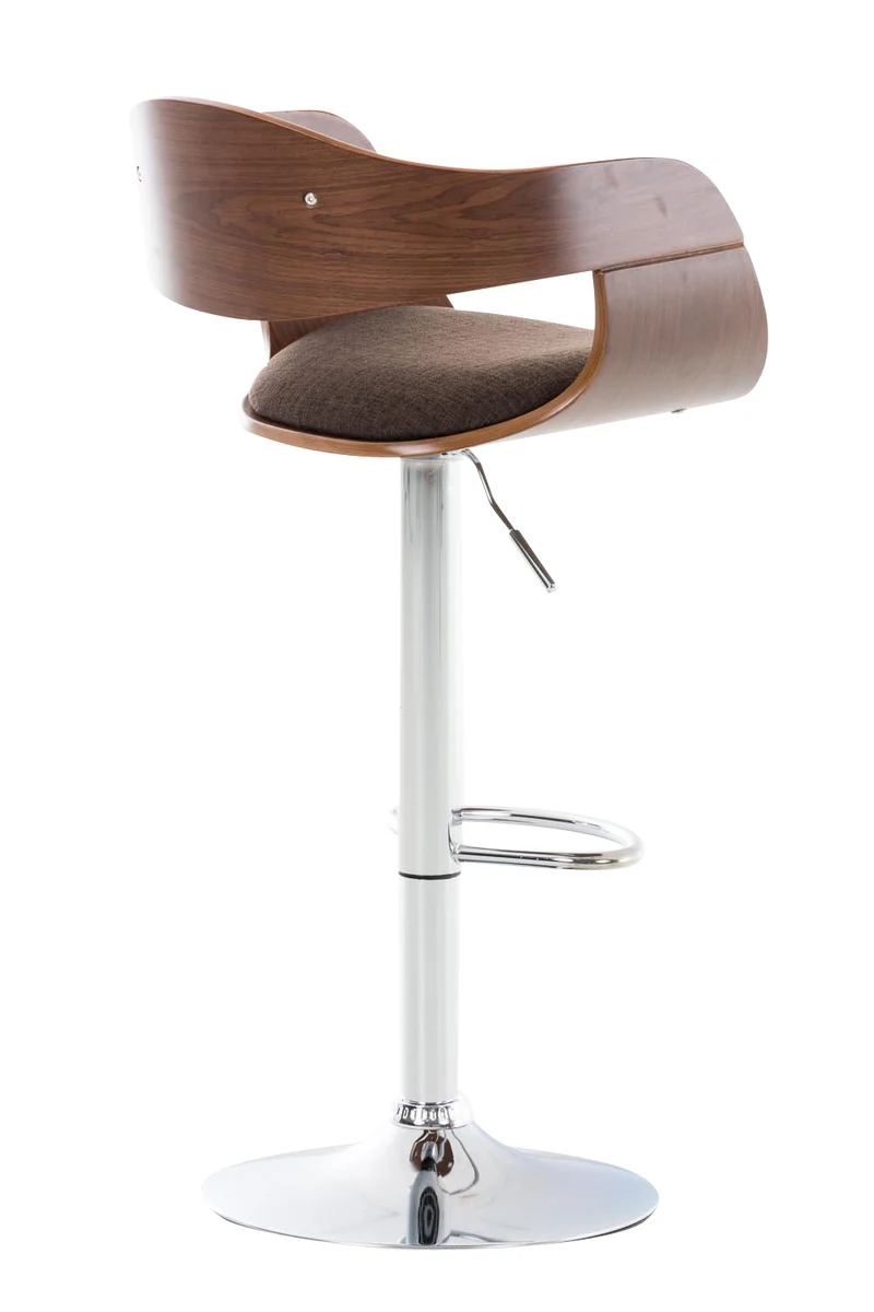 Lot de 2 tabourets de bar design scandinave en tissu marron et structure en bois couleur noyer 10_0004249