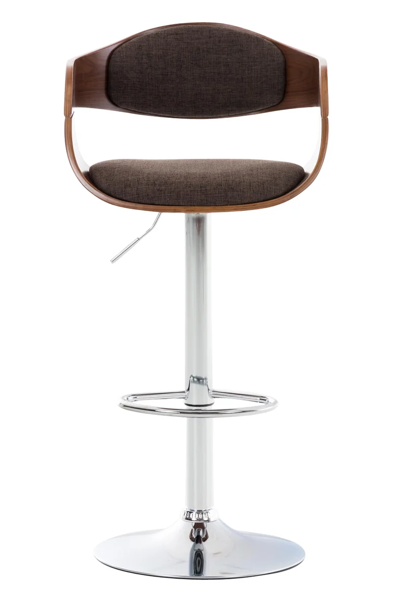Tabouret de bar x1 design scandinave en tissu marron et structure en bois couleur noyer 10_0005045