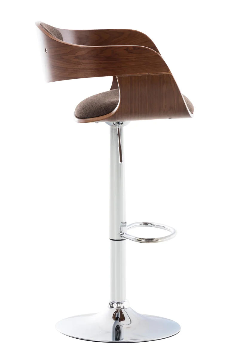 Tabouret de bar x1 design scandinave en tissu marron et structure en bois couleur noyer 10_0005045