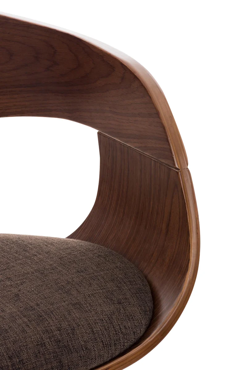 Tabouret de bar x1 design scandinave en tissu marron et structure en bois couleur noyer 10_0005045