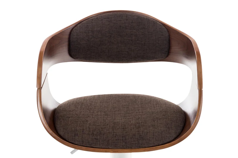 Tabouret de bar x1 design scandinave en tissu marron et structure en bois couleur noyer 10_0005045