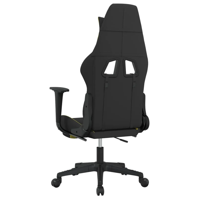 Fauteuil de bureau chaise gaming sur roulettes avec repose-pieds en tissu noir et vert clair DEC025797