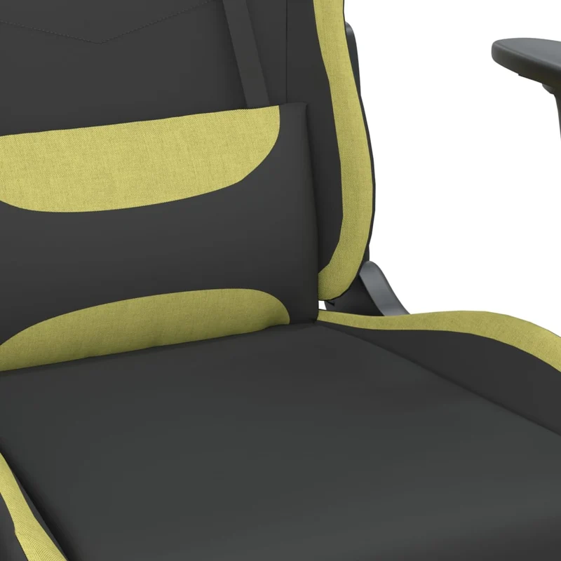 Fauteuil de bureau chaise gaming sur roulettes avec repose-pieds en tissu noir et vert clair DEC025797