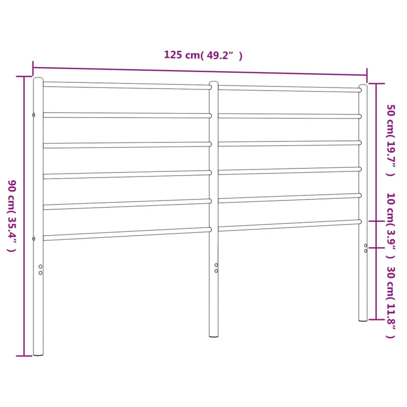 Tête de lit accessoire couchage chambre à coucher meuble 120 cm métal noir TDL0202442