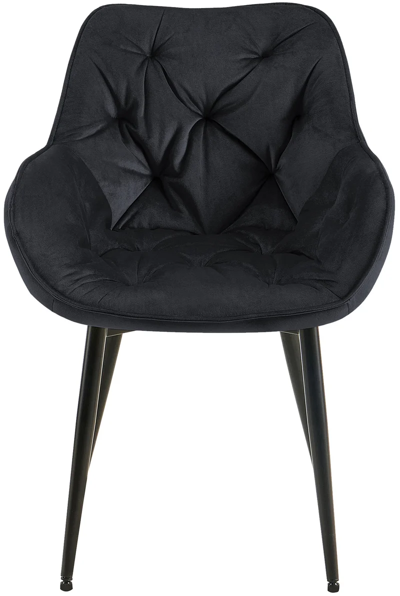 Lot de 2 chaises de salle à manger coutures décoratives en velours noir et pieds en métal noir 10_0001660