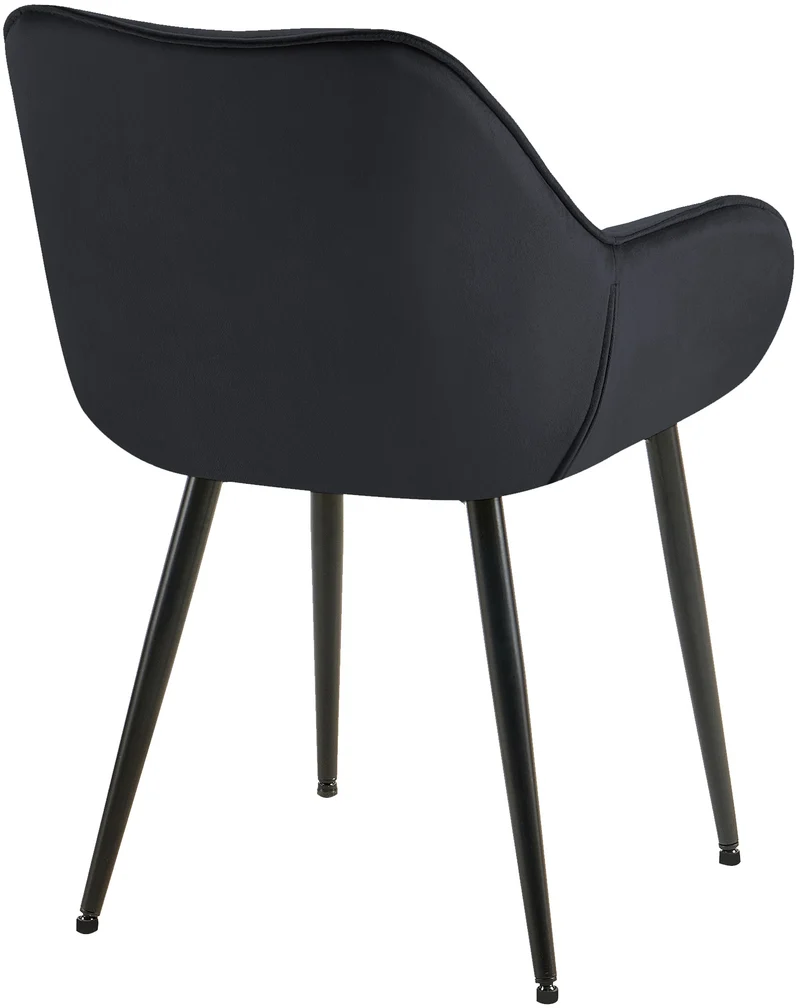 Lot de 2 chaises de salle à manger coutures décoratives en velours noir et pieds en métal noir 10_0001660
