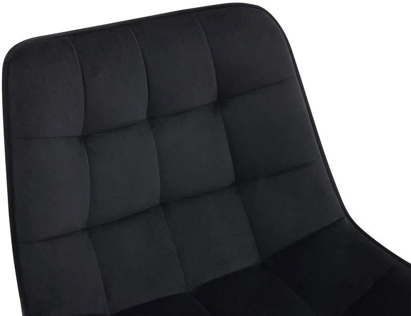 Tabouret de bar x1 coutures décoratives carrées avec repose-pieds en velours noir quatre pieds en métal 10_0006110
