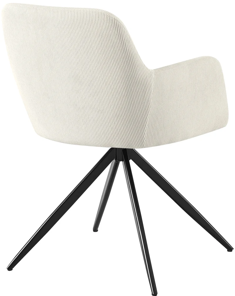 Chaise contemporaine de salle à manger x1 en velours côtelé crème pivotante 180° avec accoudoirs 10_0005784