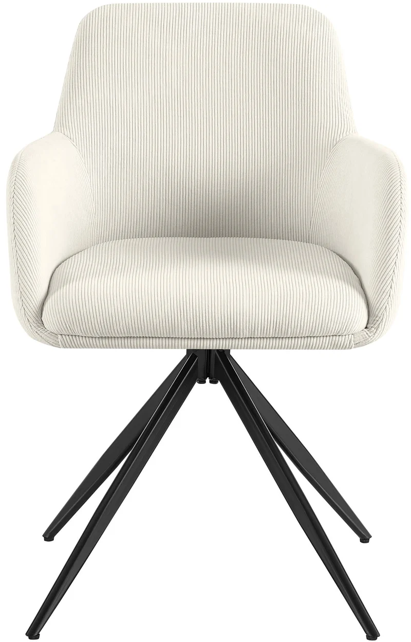 Chaise contemporaine de salle à manger x1 en velours côtelé crème pivotante 180° avec accoudoirs 10_0005784