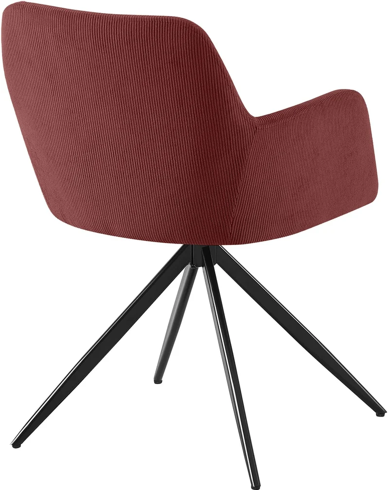 Chaise contemporaine de salle à manger x1 en velours côtelé bordeaux pivotante 180° avec accoudoirs 10_0005817