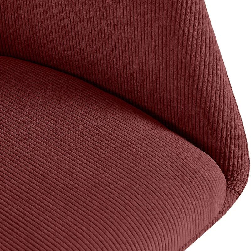 Chaise contemporaine de salle à manger x1 en velours côtelé bordeaux pivotante 180° avec accoudoirs 10_0005817