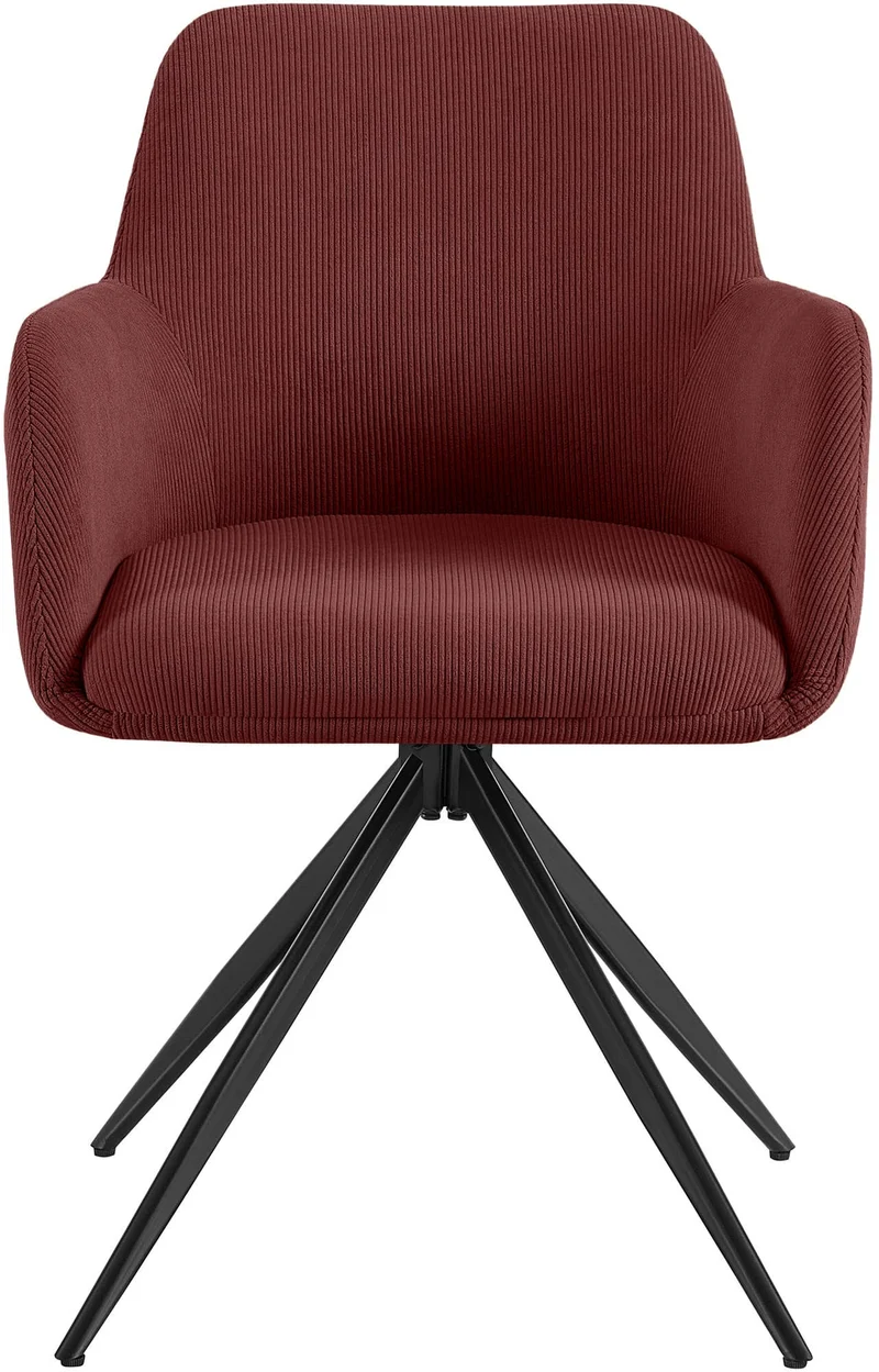 Chaise contemporaine de salle à manger x1 en velours côtelé bordeaux pivotante 180° avec accoudoirs 10_0005817
