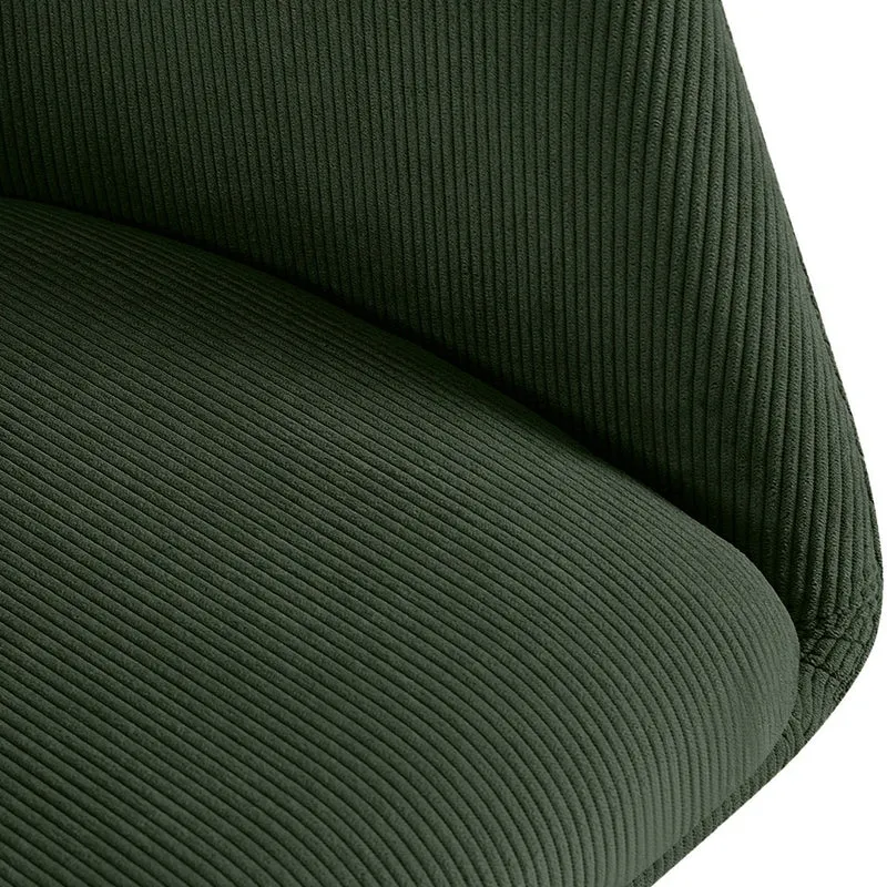 Chaise contemporaine de salle à manger x1 en velours côtelé vert pivotante 180° avec accoudoirs 10_0005549