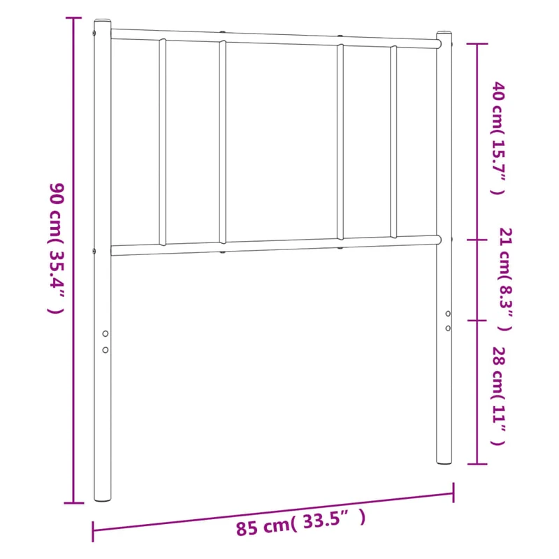 Tête de lit accessoire couchage chambre à coucher meuble 80 cm métal noir TDL0202407