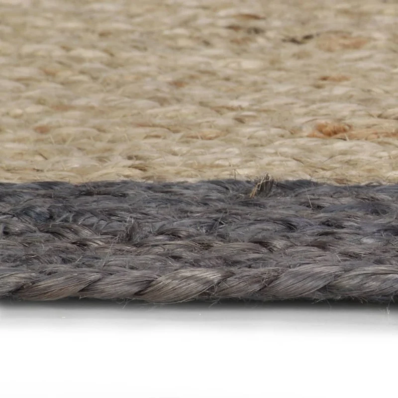 Tapis fait à la main Jute avec bord gris foncé 120 cm DEC023473