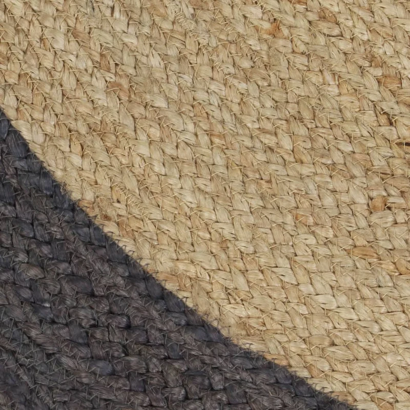 Tapis fait à la main Jute avec bord gris foncé 90 cm DEC023472