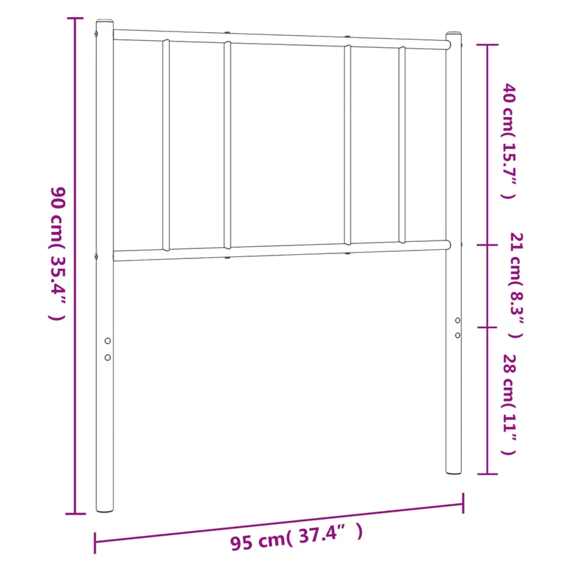Tête de lit accessoire couchage chambre à coucher meuble 90 cm métal noir TDL0202401