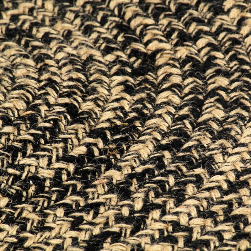Tapis fait à la main Jute Noir et naturel 120 cm DEC023521