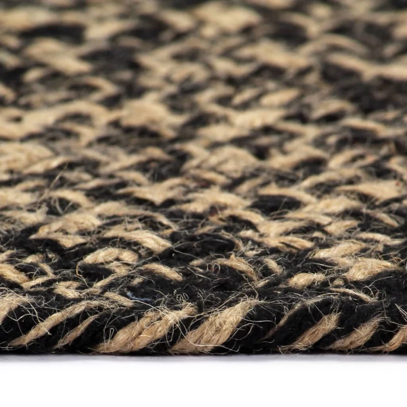 Tapis fait à la main Jute Noir et naturel 120 cm DEC023521