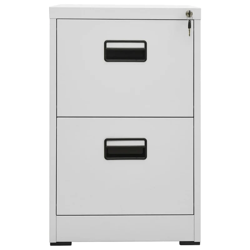 Caissons à tiroirs meuble de bureau avec 2 tiroirs et 1 serrure 46 x 62 x 72,5 cm en acier gris clair DEC024537
