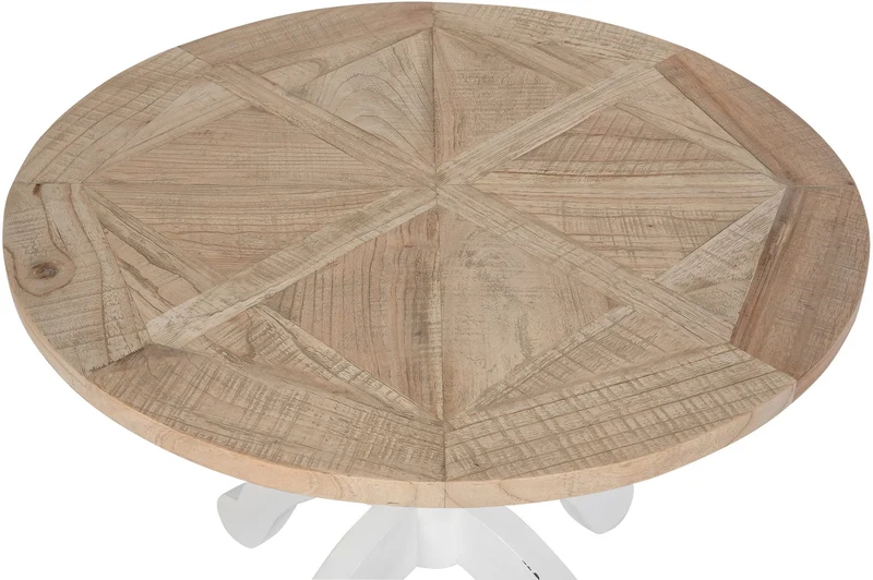 Table de salle à manger plateau rond Ø 90 cm en bois nature / blanc 10_0009222