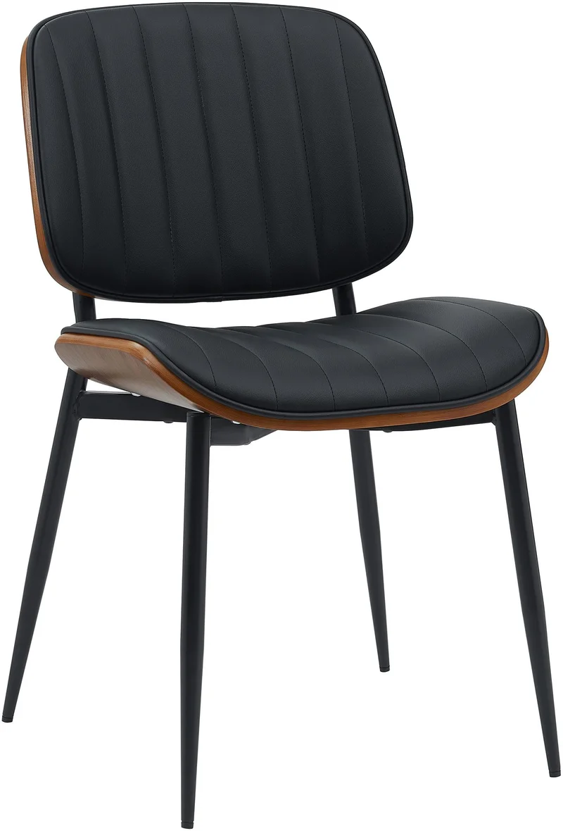 Chaise de salle à manger x1 design en similicuir noir avec bois courbé noyer – Confort et élégance 10_0008384