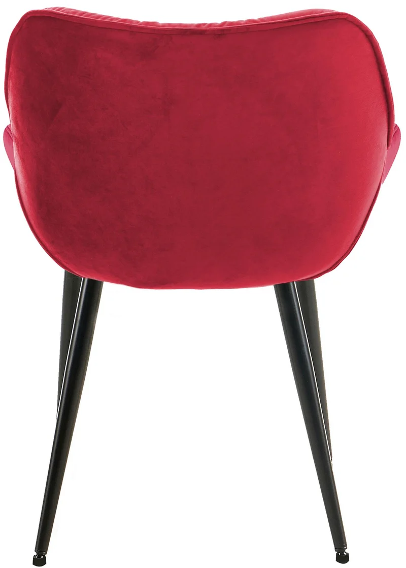 Lot de 4 chaises de salle à manger coutures décoratives en velours rouge et pieds en métal noir 10_0007839