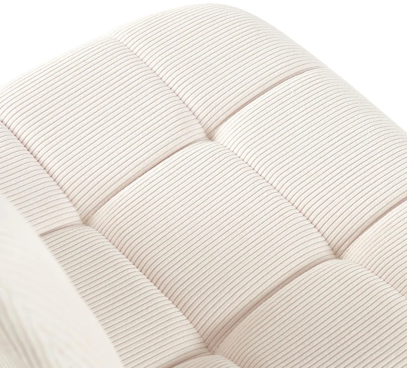 Lot de 4 chaises de salle à manger design en velours côtelé crème à coutures carrées – Pieds métal noirs 10_0007723