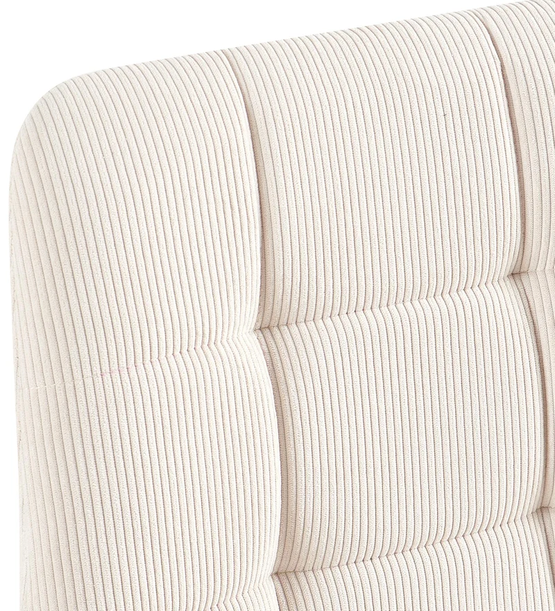 Lot de 4 chaises de salle à manger design en velours côtelé crème à coutures carrées – Pieds métal noirs 10_0007723