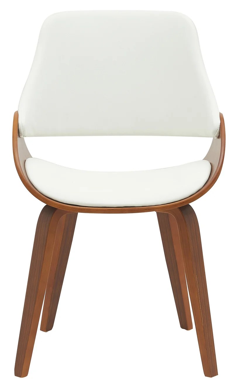 Lot de 2 chaises de salle à manger design scandinave en bois courbé noyer et similicuir blanc 10_0007714