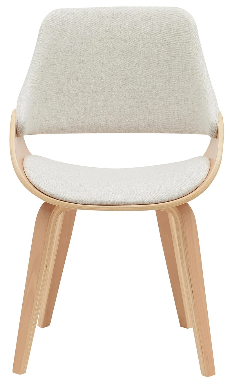 Lot de 2 chaises de salle à manger design scandinave en bois courbé clair et tissu crème 10_0007645