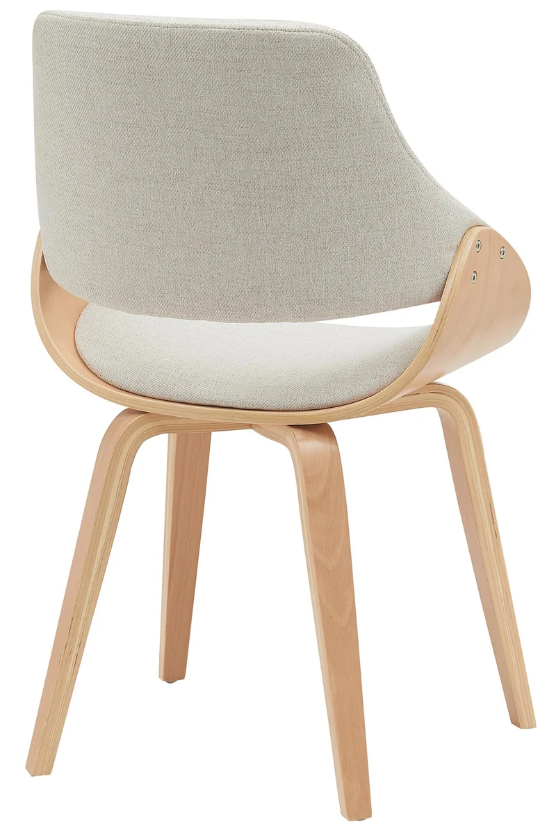 Lot de 2 chaises de salle à manger design scandinave en bois courbé clair et tissu crème 10_0007645