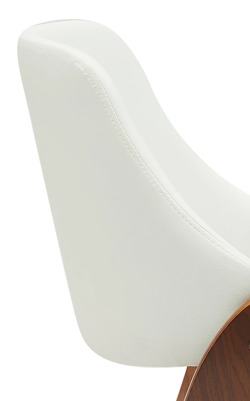 Chaise de salle à manger x1 design scandinave en bois courbé noyer et similicuir blanc 10_0007537