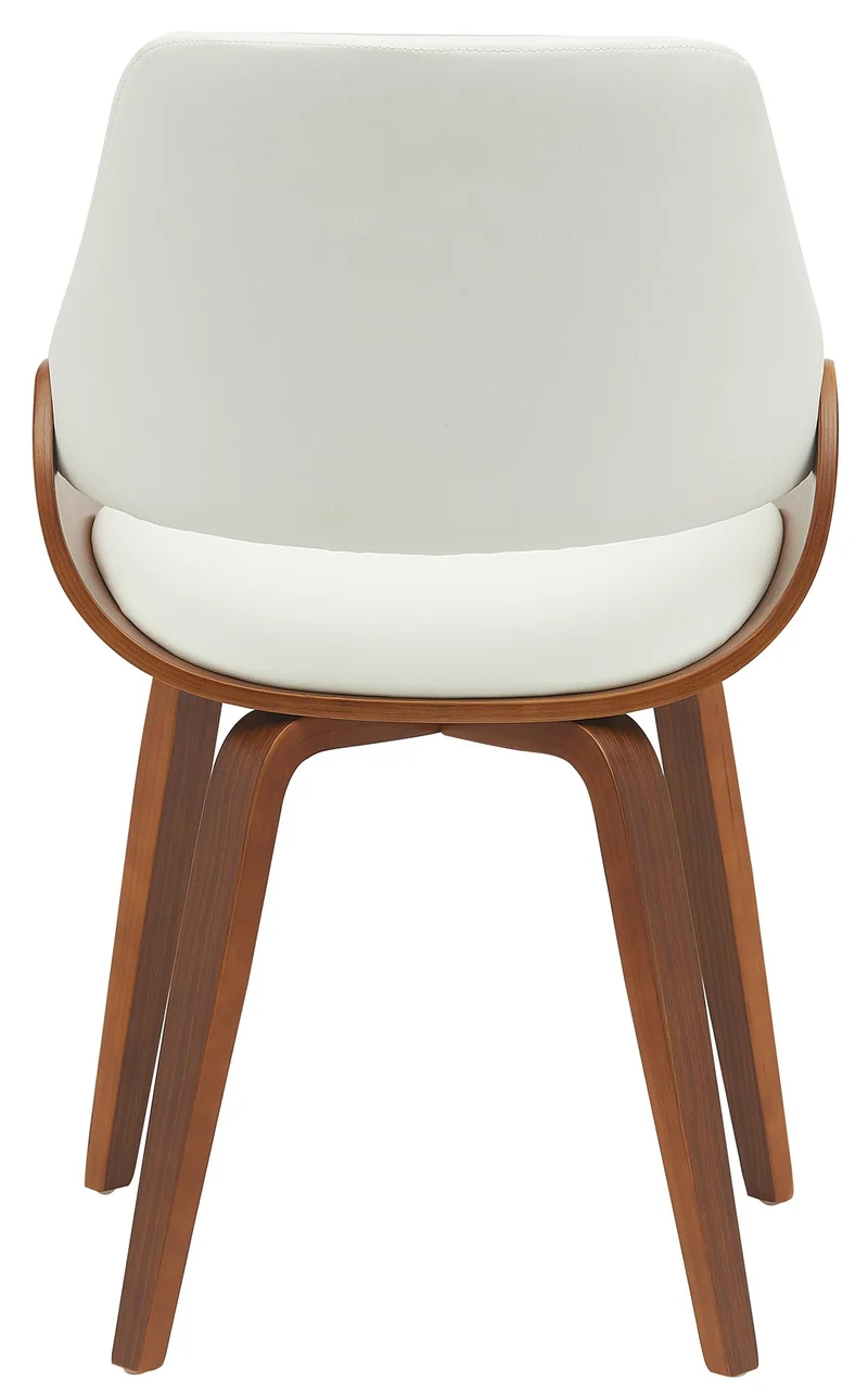 Chaise de salle à manger x1 design scandinave en bois courbé noyer et similicuir blanc 10_0007537