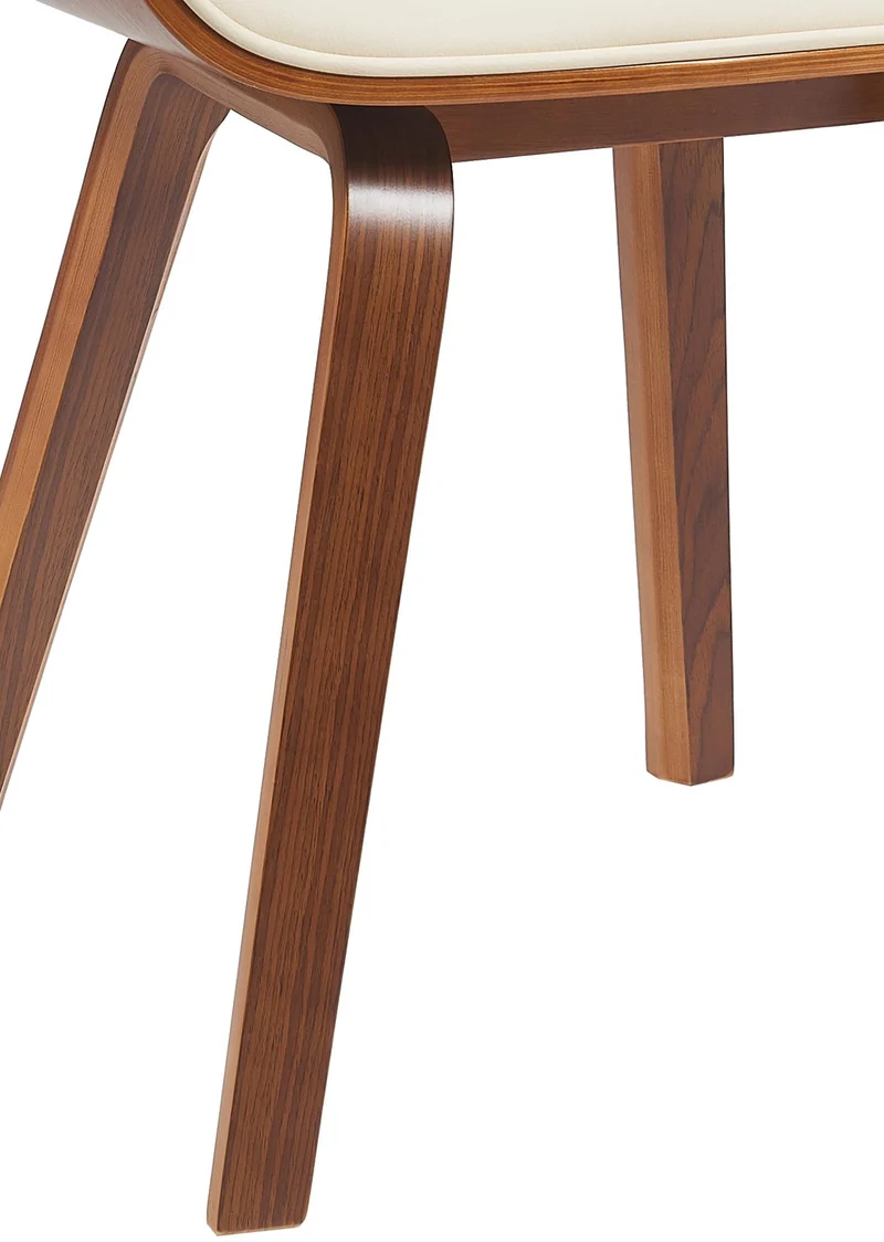 Chaise de salle à manger x1 style moderne rétro en PVC crème assise en bois courbé couleur noyer 10_0007512