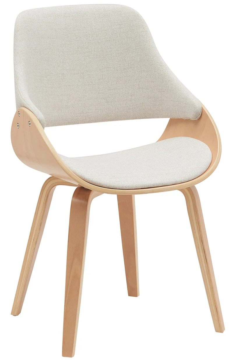 Chaise de salle à manger x1 design scandinave en bois courbé clair et tissu crème 10_0007425
