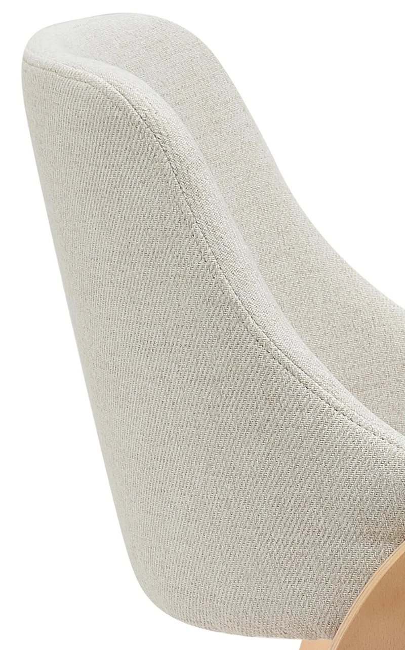 Chaise de salle à manger x1 design scandinave en bois courbé clair et tissu crème 10_0007425