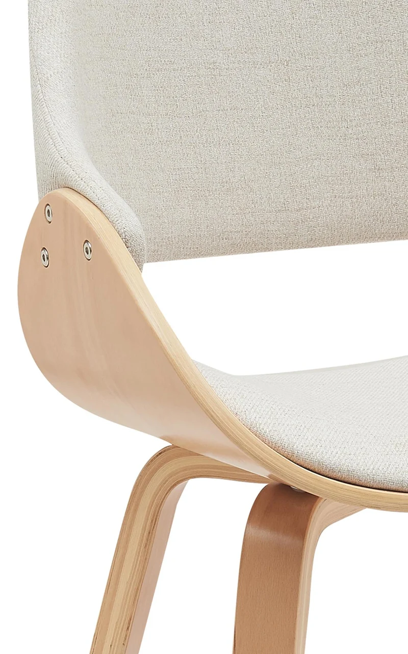 Chaise de salle à manger x1 design scandinave en bois courbé clair et tissu crème 10_0007425