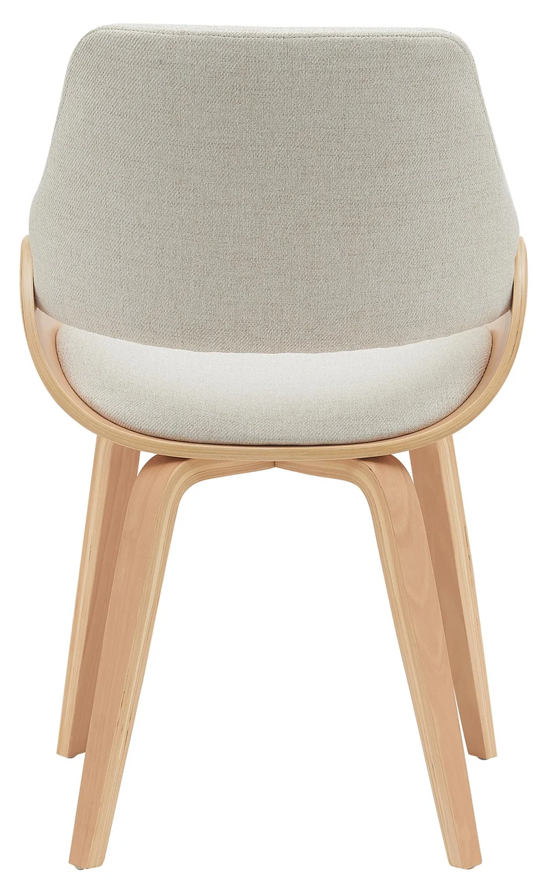 Chaise de salle à manger x1 design scandinave en bois courbé clair et tissu crème 10_0007425